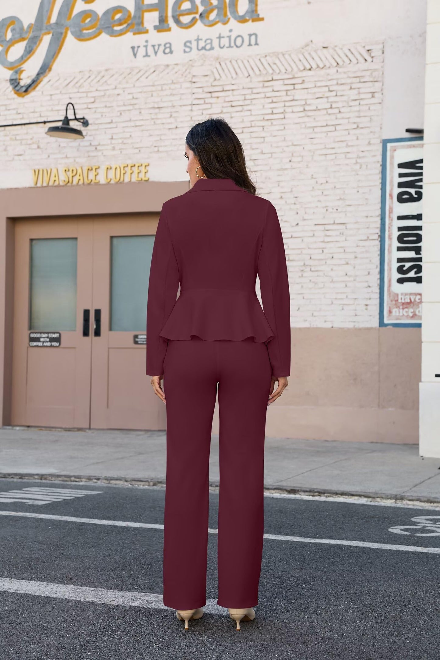 2 Piece Blazer and Wide Leg Pants Set