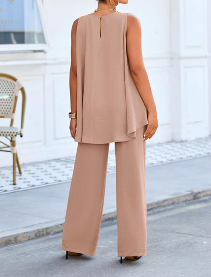 Ruffle Top & Wide Leg Pants Set