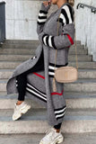 Contrast Striped Open Front Cardigan