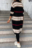 Contrast Striped Open Front Cardigan