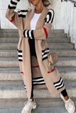 Contrast Striped Open Front Cardigan