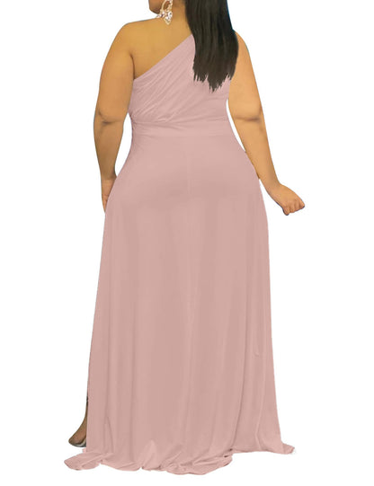 Plus Size One Shoulder Irregular Hem Dress