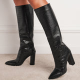 Cosmos Stone Pattern Knee-high Boots