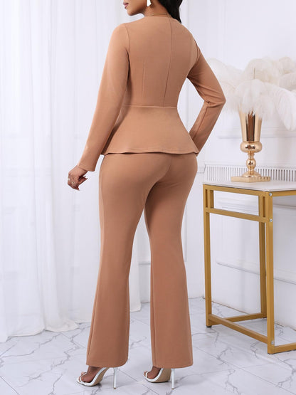 Peplum Blazer Flare Pants Set
