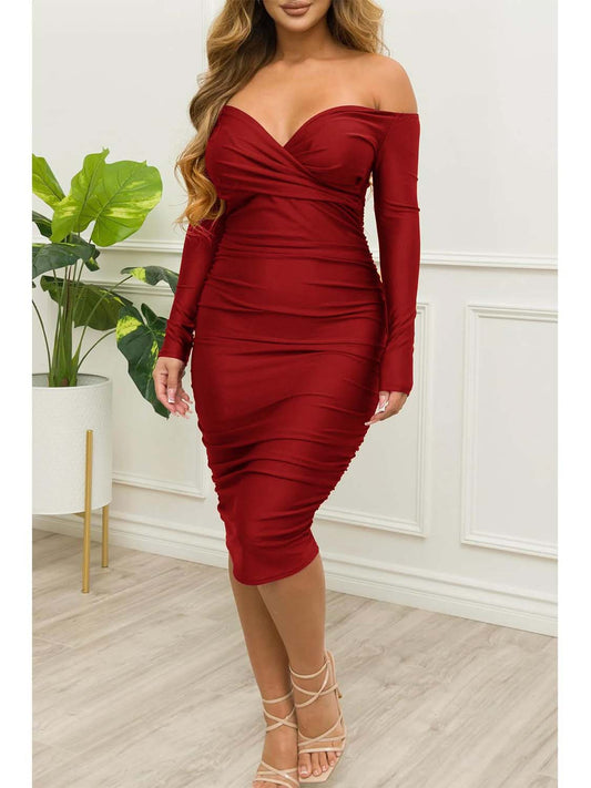 Off Shoulder Midi Dress