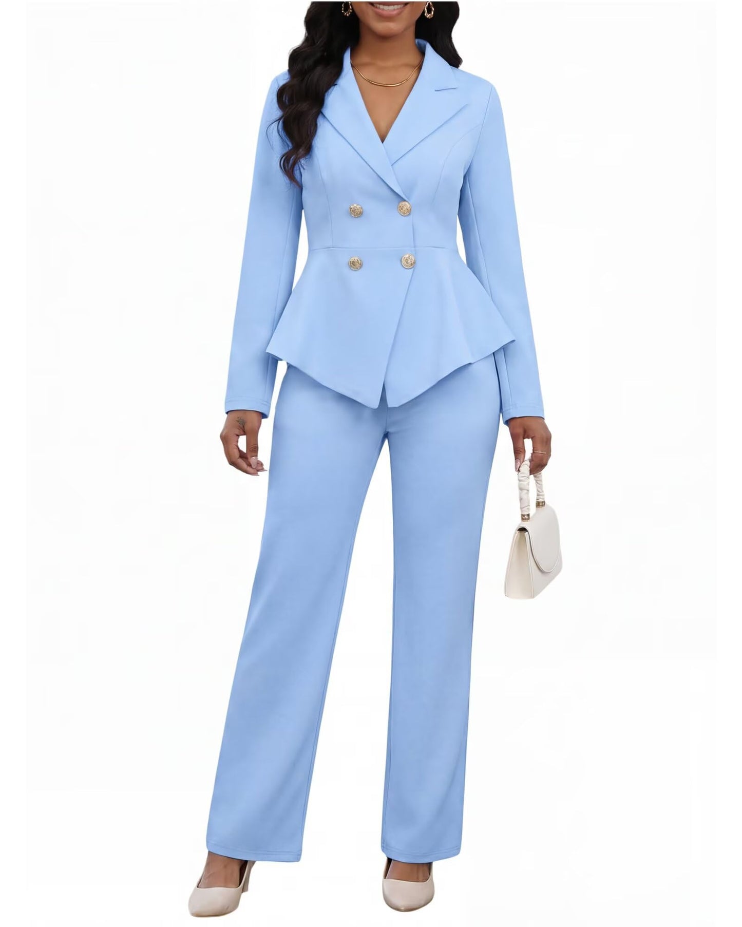 2 Piece Blazer and Wide Leg Pants Set