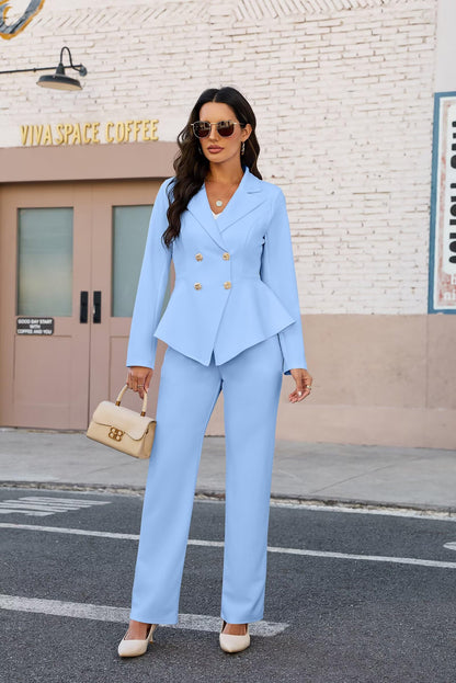 2 Piece Blazer and Wide Leg Pants Set