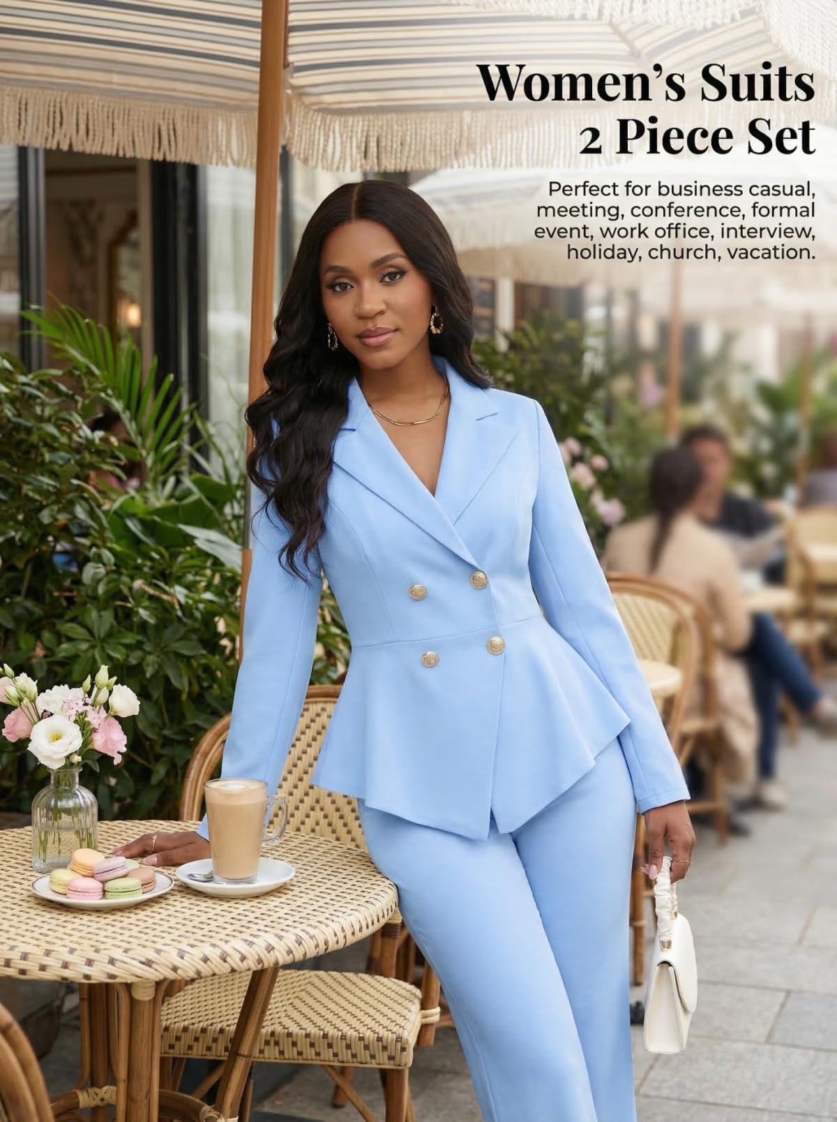 2 Piece Blazer and Wide Leg Pants Set