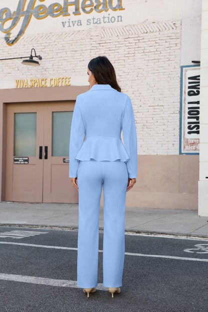 2 Piece Blazer and Wide Leg Pants Set