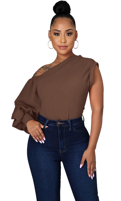 Asymmetrical Ruffle Tunics Top