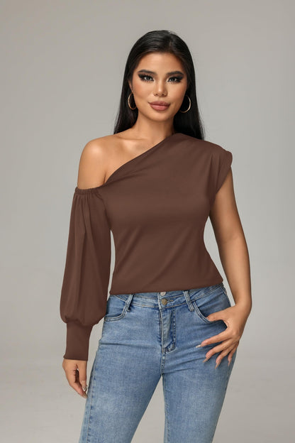 One Shoulder Asymmetrical Ruffle Tunics