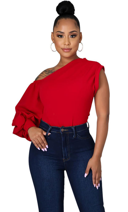 Asymmetrical Ruffle Tunics Top