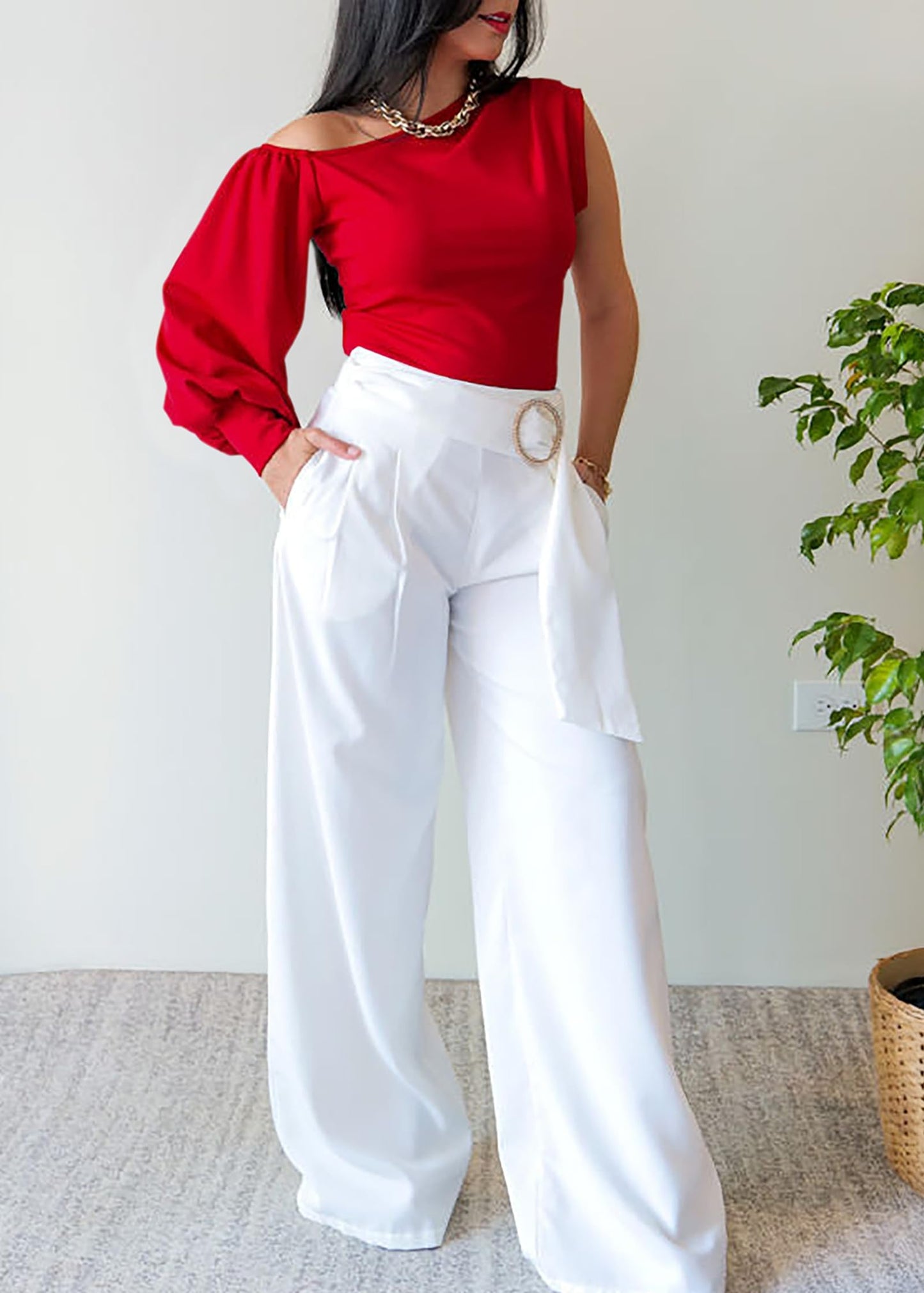 One Shoulder Asymmetrical Ruffle Tunics
