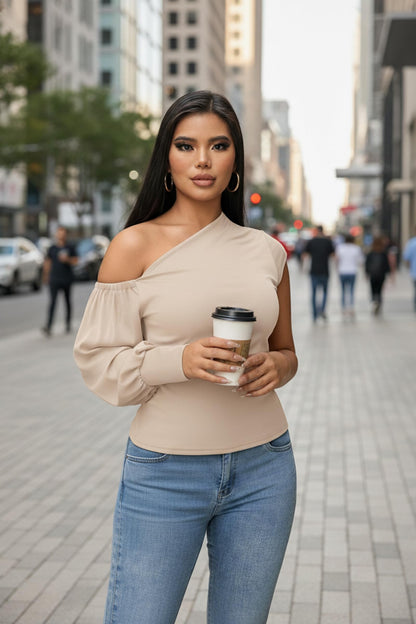 One Shoulder Asymmetrical Ruffle Tunics