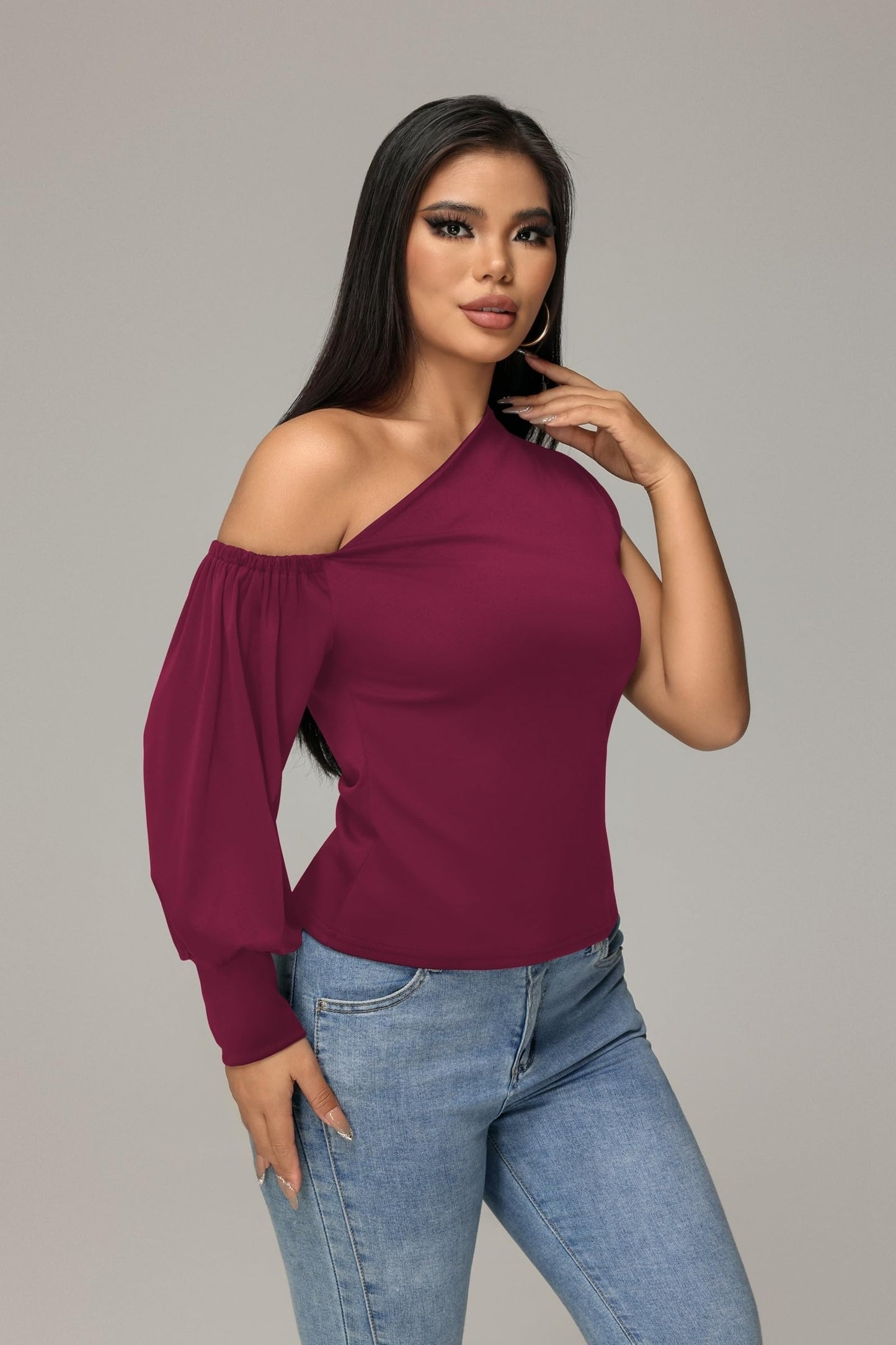 One Shoulder Asymmetrical Ruffle Tunics