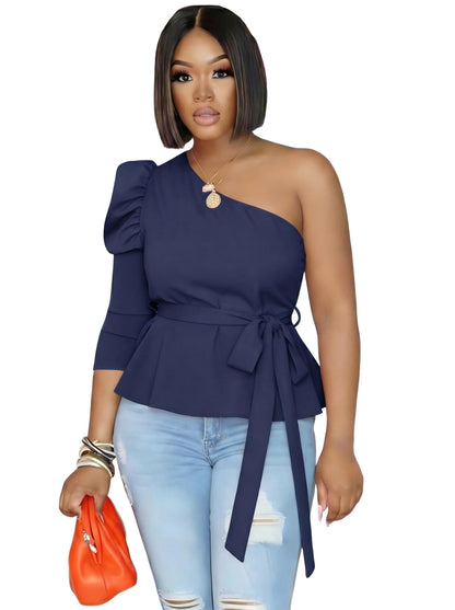 Asymmetrical Ruffle Tunics Top