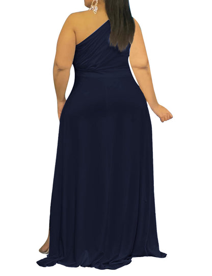 Plus Size One Shoulder Irregular Hem Dress