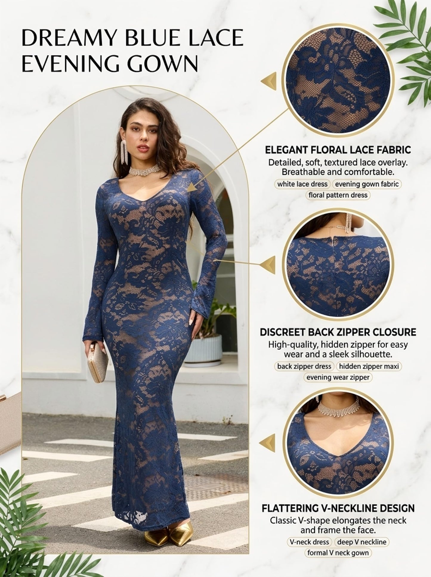 Floral Lace Flare Sleeve Dress