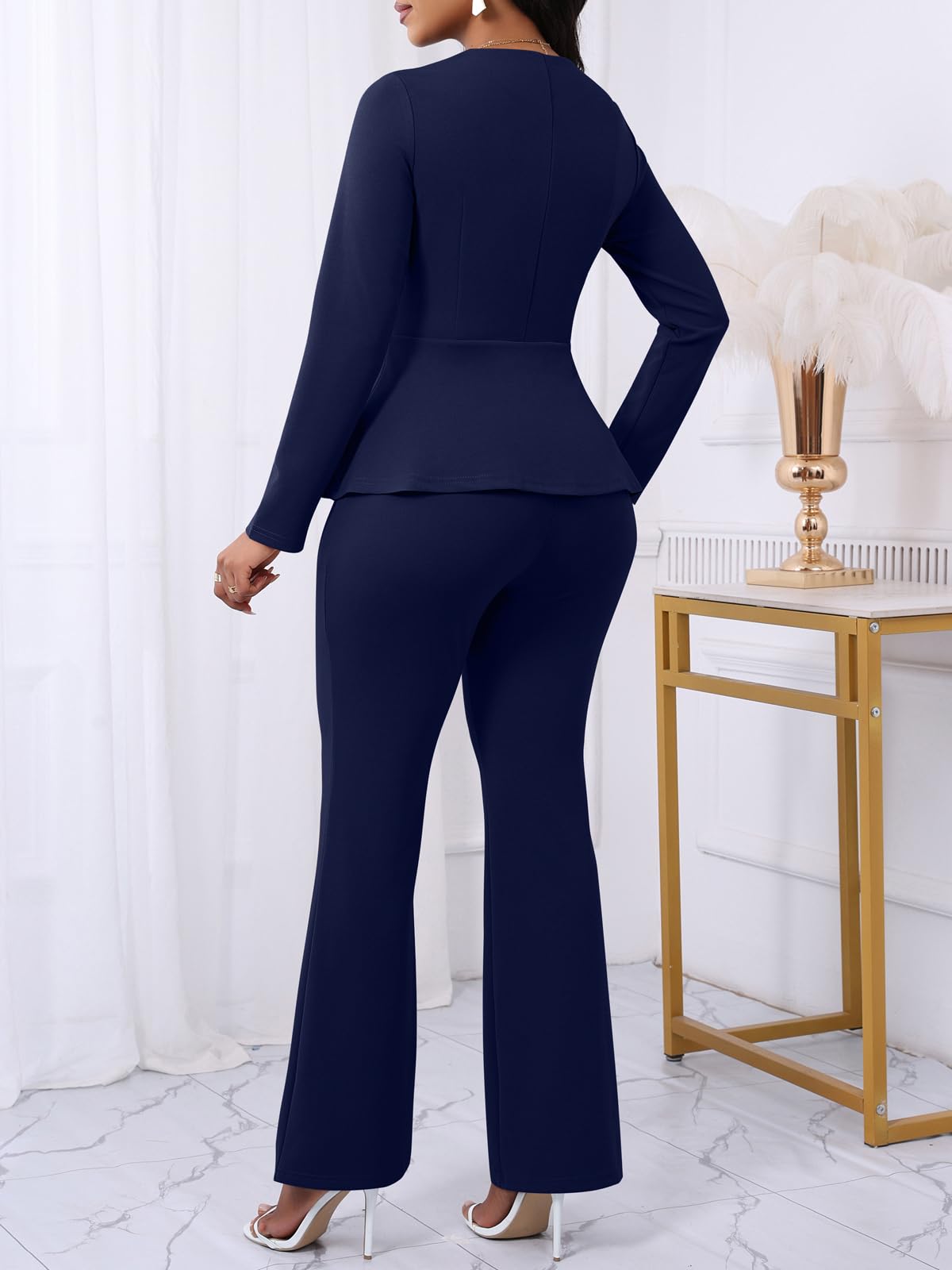 Peplum Blazer Flare Pants Set
