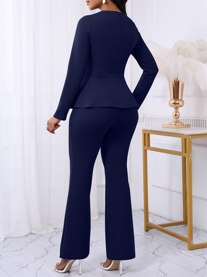 Peplum Blazer Flare Pants Set