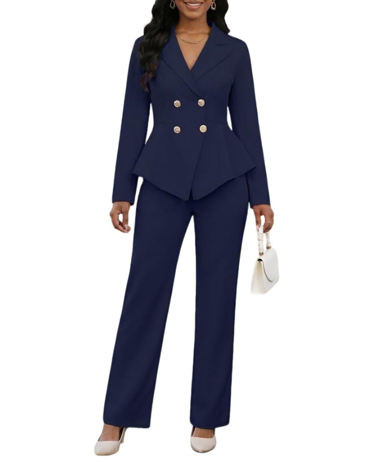 2 Piece Blazer and Wide Leg Pants Set