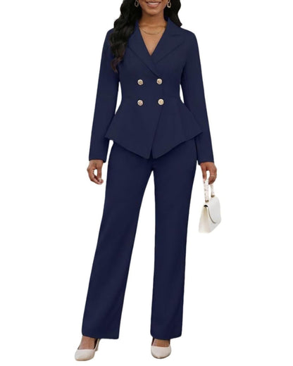 2 Piece Blazer and Wide Leg Pants Set