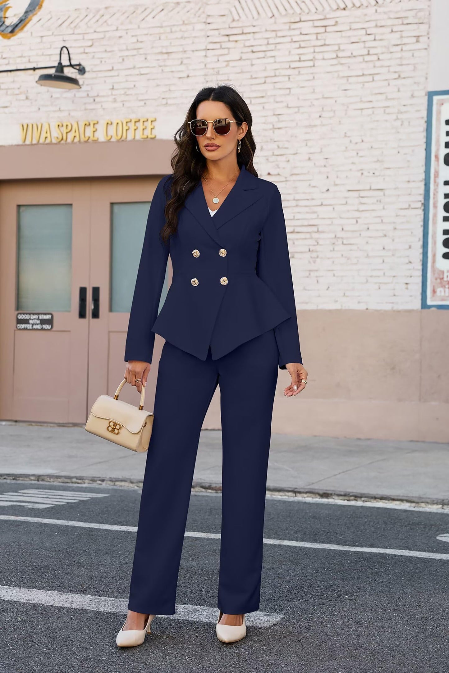2 Piece Blazer and Wide Leg Pants Set