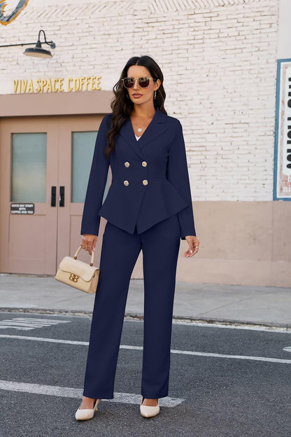 2 Piece Blazer and Wide Leg Pants Set