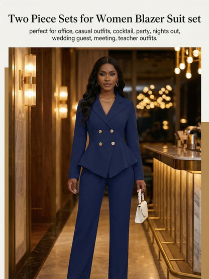 2 Piece Blazer and Wide Leg Pants Set