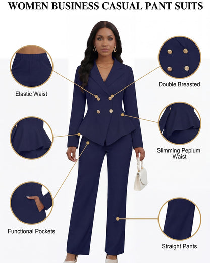 2 Piece Blazer and Wide Leg Pants Set