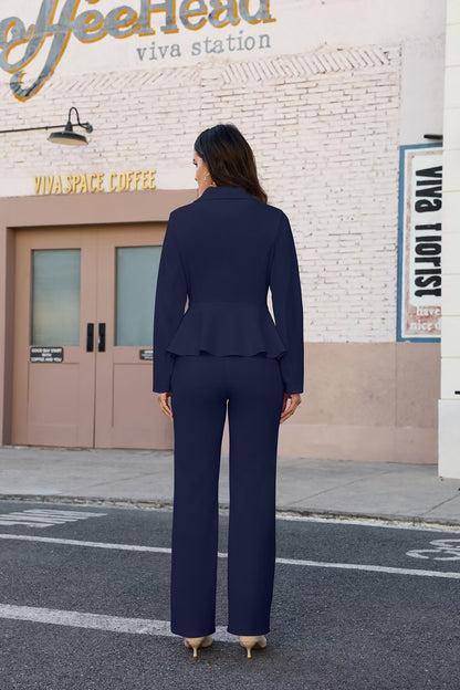 2 Piece Blazer and Wide Leg Pants Set