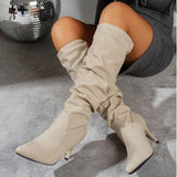 Cosmos Pleated Heel High Boots