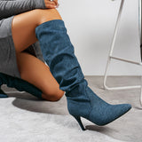 Cosmos Pleated Heel High Boots