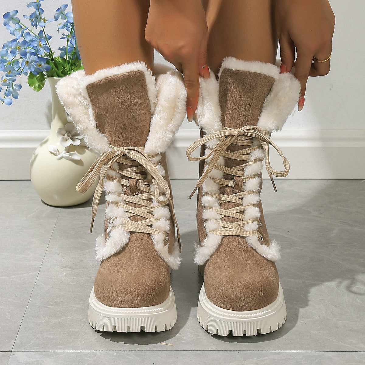 Daphne Platform Plush Snow Boots