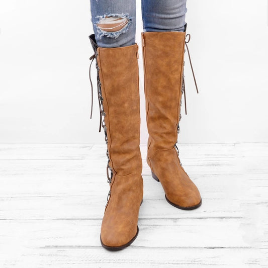 Mallow Tie Up Knee High Boots