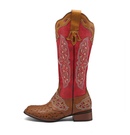 Peony Patchwork Leather Boots