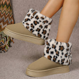 Lavender Leopard Furry Snow Boots