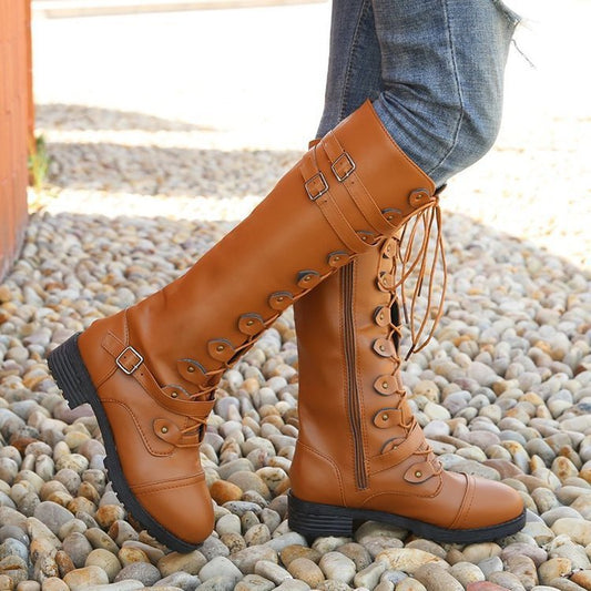 Wandflower Buckle Knee High Boots