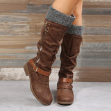 Fressia Knit Patchwork Knee High Boots