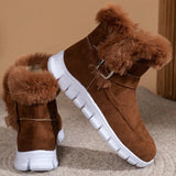 Gerbera Plush Buckle Snow Boots