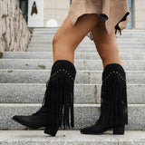 Daphne Tassel Suede Knee High Boots