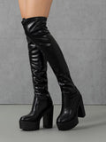 Linaria Platform Block Over Knee Boots