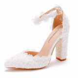 Crystal Lace Padded Wedding Heels