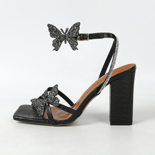 Mallow Butterfly Block Sandals