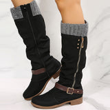 Fressia Knit Patchwork Knee High Boots