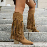 Daphne Tassel Suede Knee High Boots