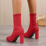 Diascia Knit Block Ankle Boots