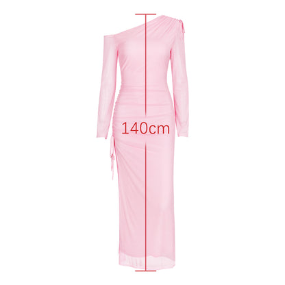 Ottilie Pink One-shoulder Maxi Dress