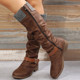 Fressia Knit Patchwork Knee High Boots