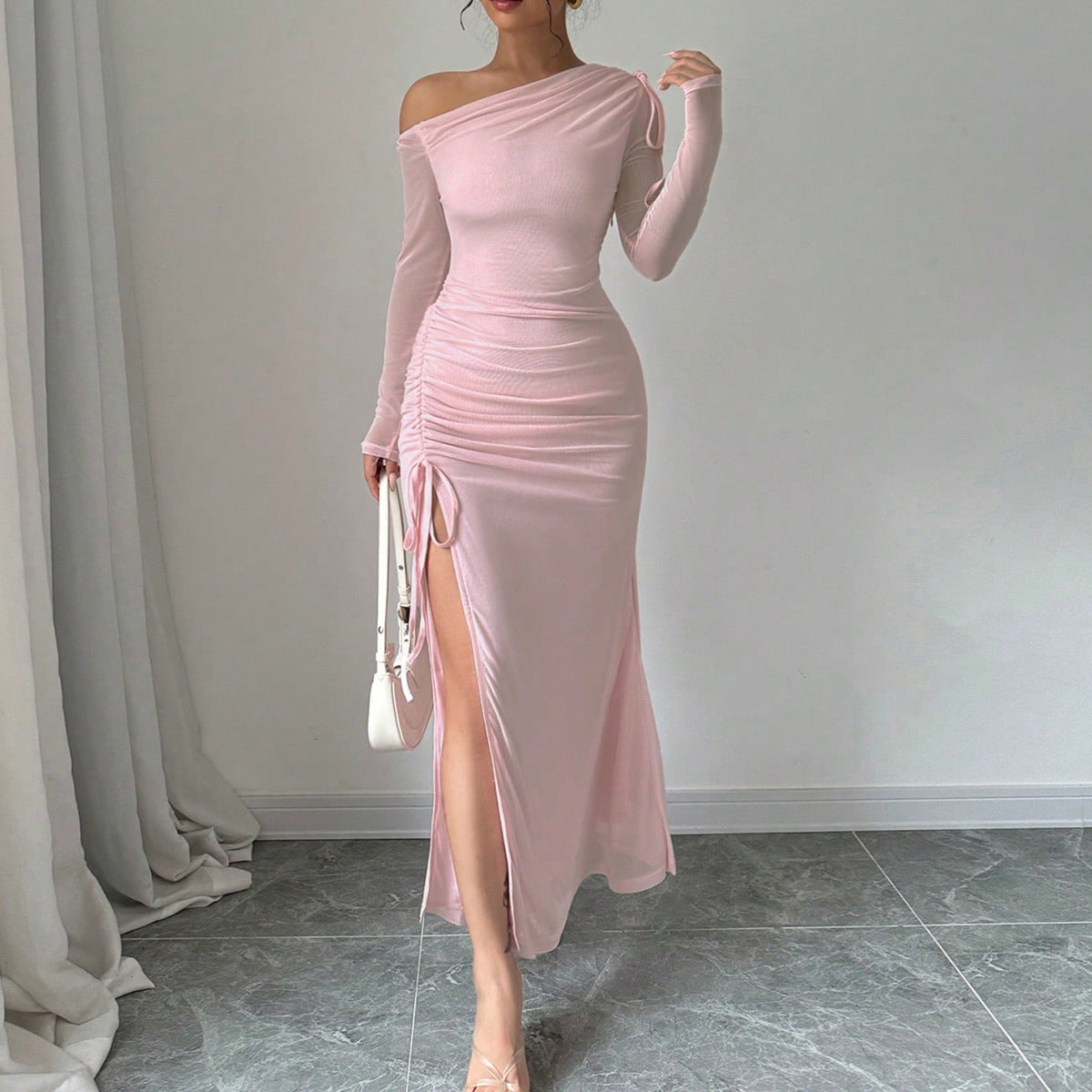 Ottilie Pink One-shoulder Maxi Dress